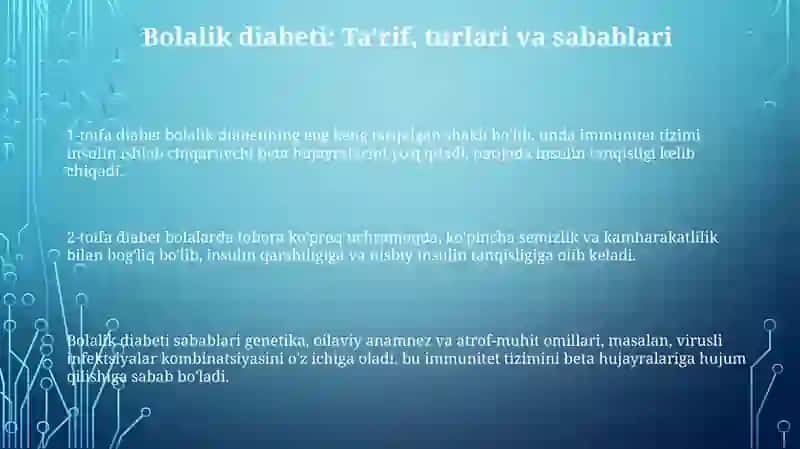 Bolalarda qandli deabetni kelib chiqishi va davosi 3