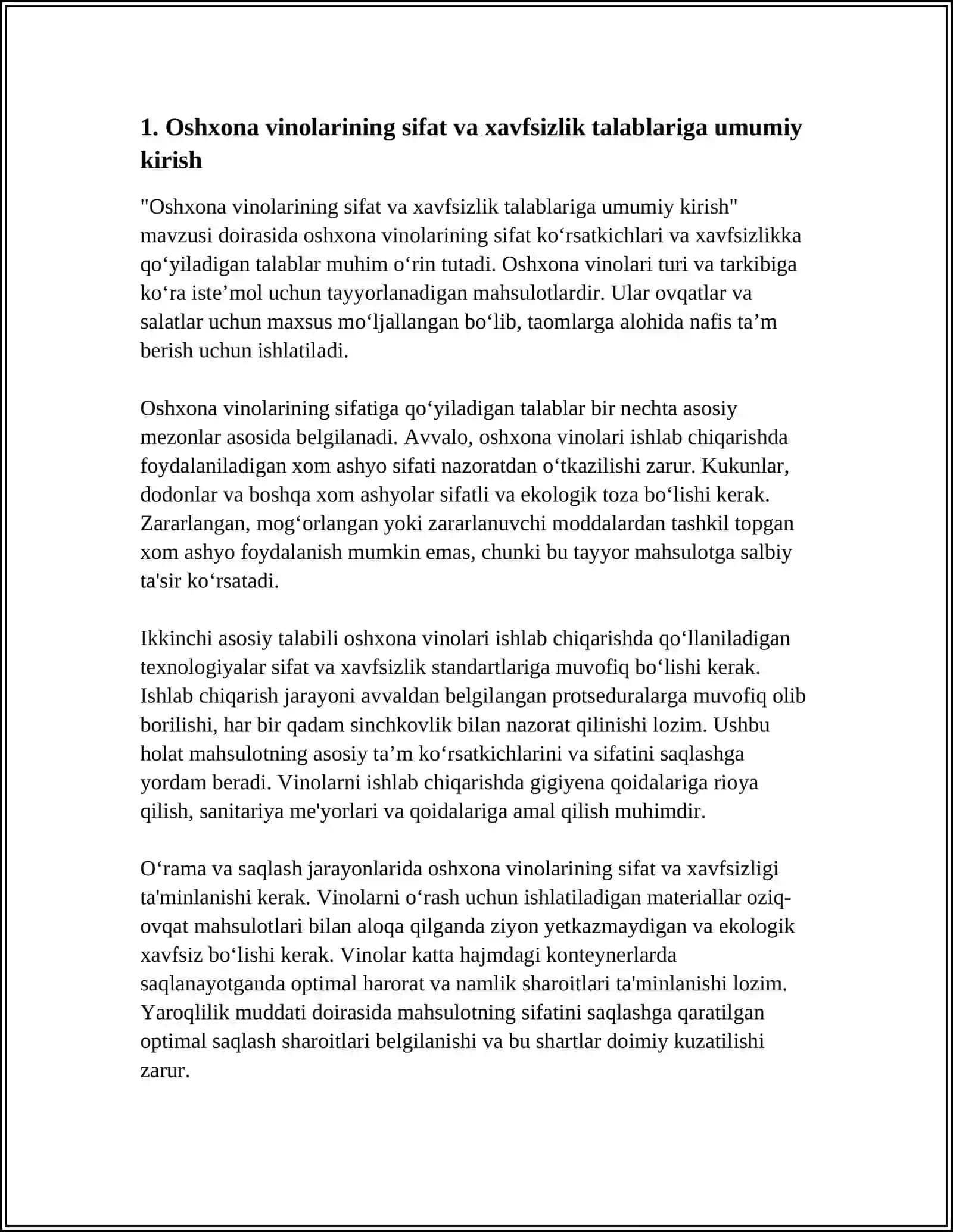 Oshxona vinolarining sifat va xavfsizlik talablariga umumiy kirish 3