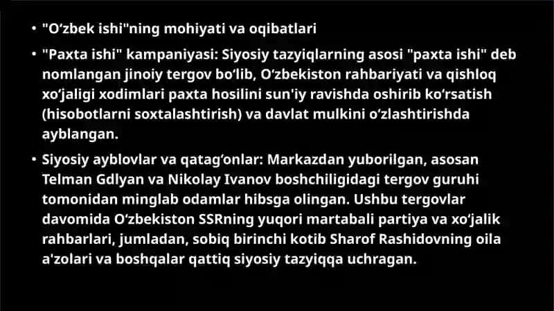 “Qayta qurish” yillarida O`zbekistondagi ijtimoiy-siyosiy vaziyat. 3