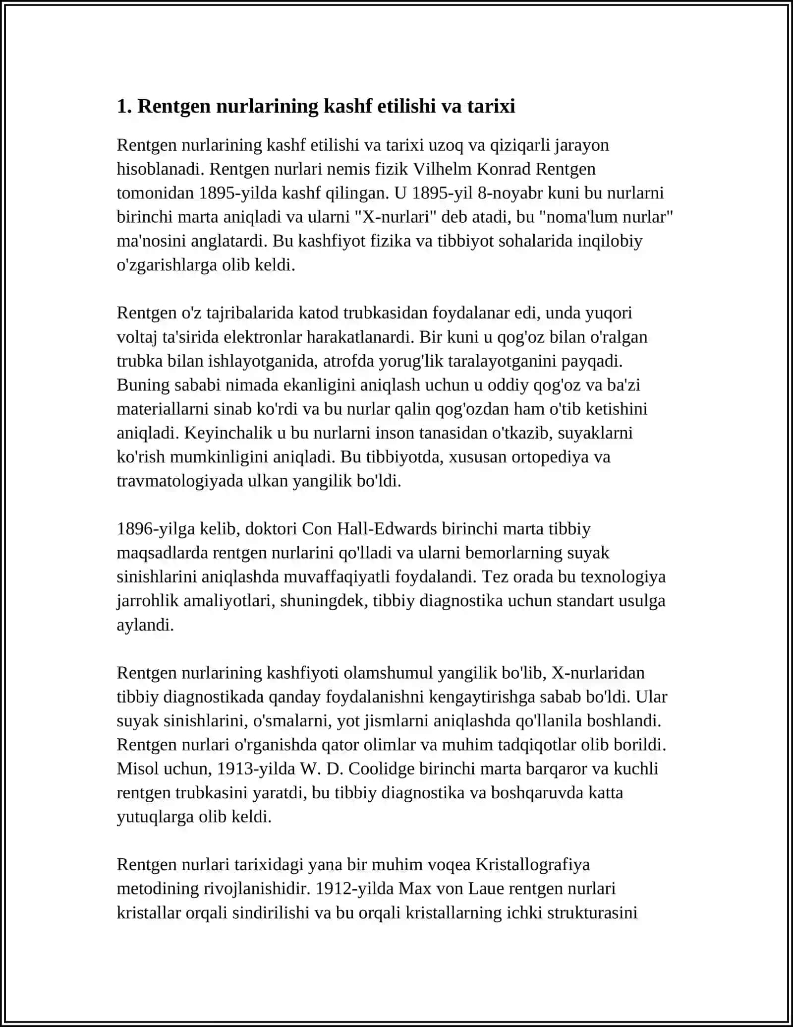 RENTGEN NURLARINI O'RGANISH TARIXI, SUYAK VA BO'G'IMLAR RIVOJLANISHINI RENTGEN NURLARI YORDAMIDA O'RGANISH. RENTGENOANATOMIYADA YANGI TEXNOLOGIYALAR 3