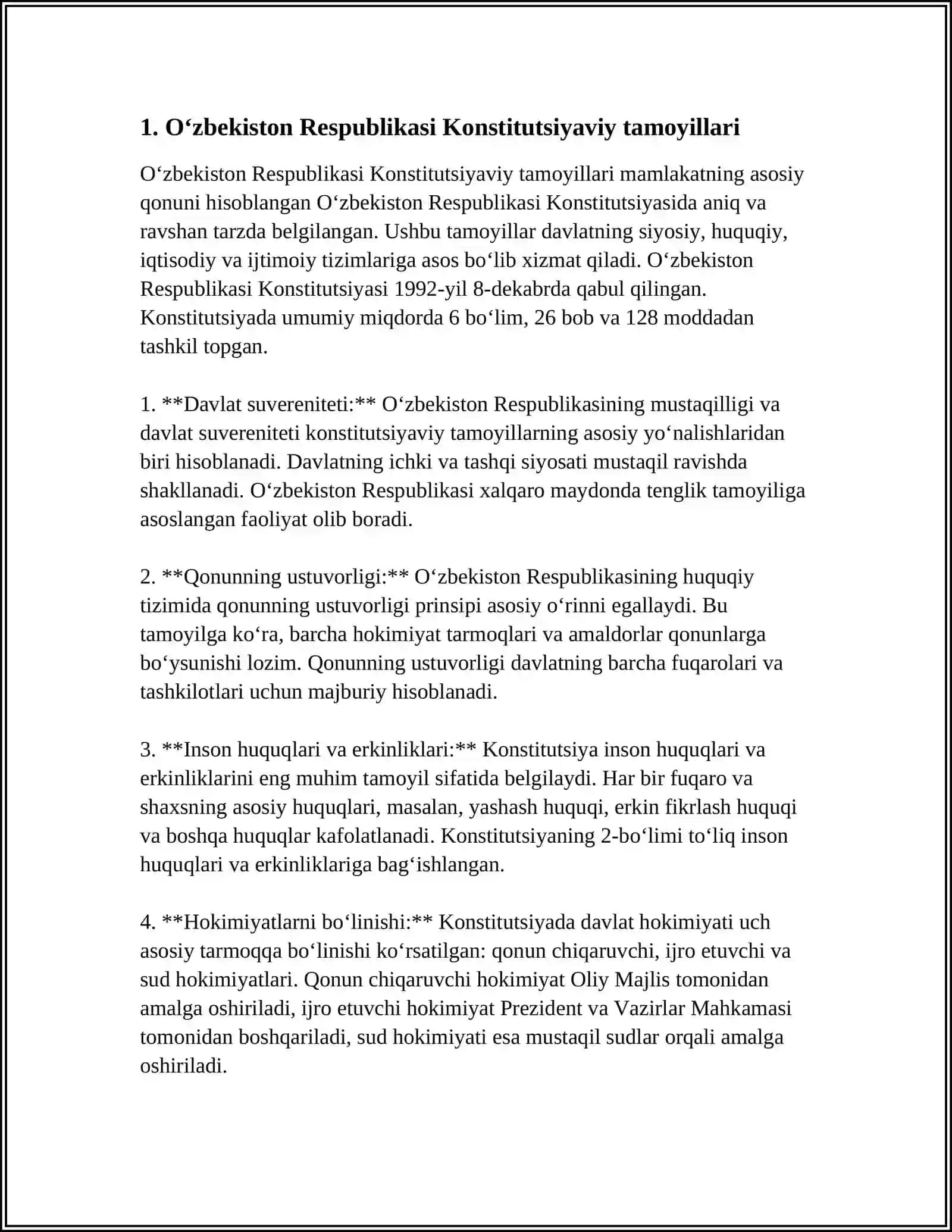 Oʻzbekiston Respublikasi Konstitutsiyaviy tamoyillari 3
