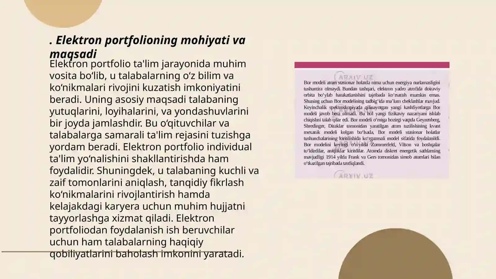 Pedagogning elektron portfoliosi haqida tushuncha 3