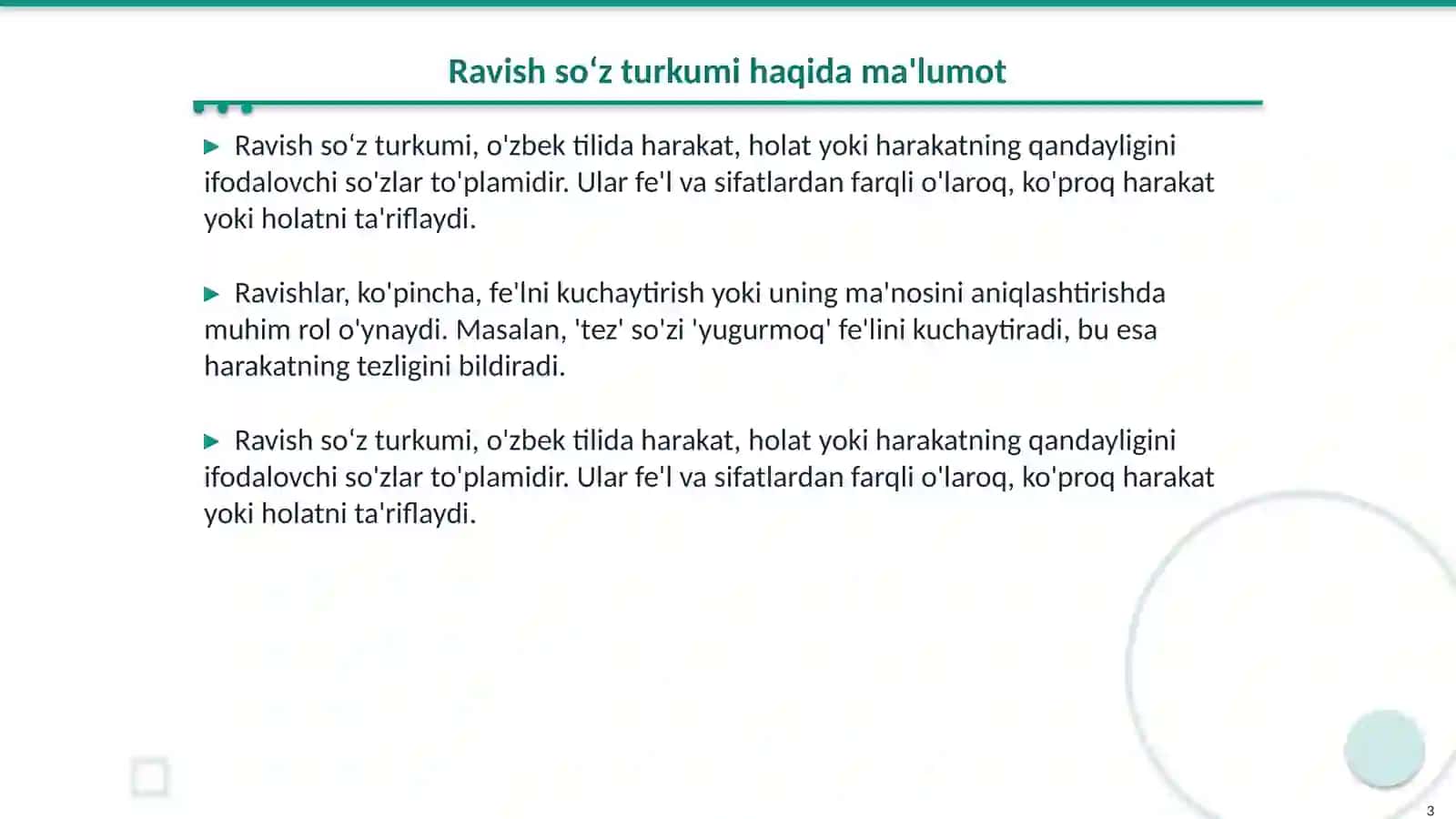 Ravish soʻz turkumi 3