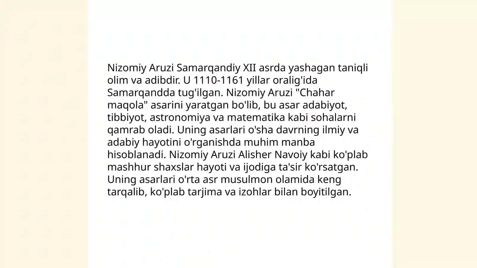 "Chahor magola" (Nizomiy Aruzi Samarqandiy) asari tahlili 3