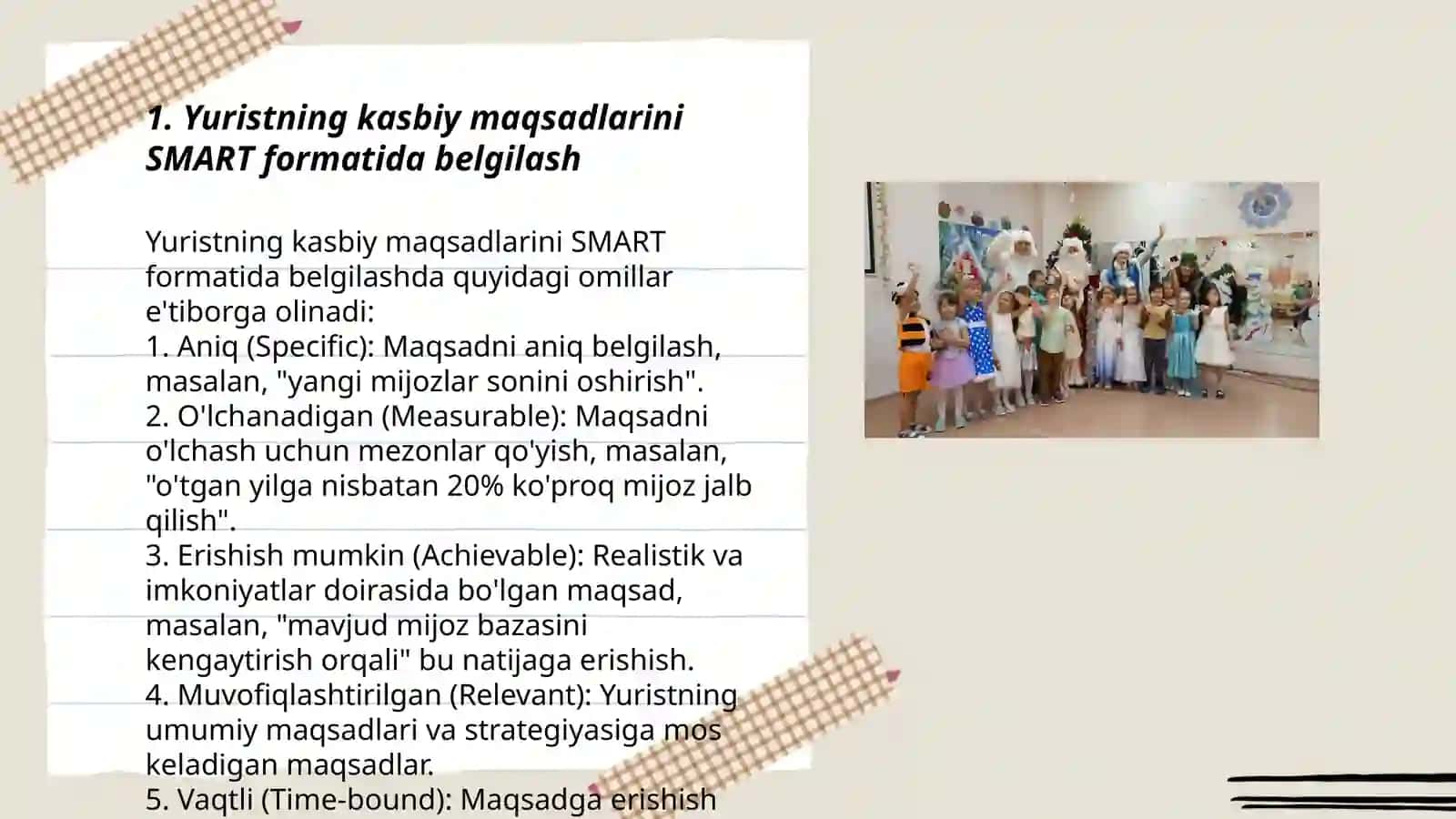 Yuristlik kasbiy maqsadlarini SMART qo'llash 3