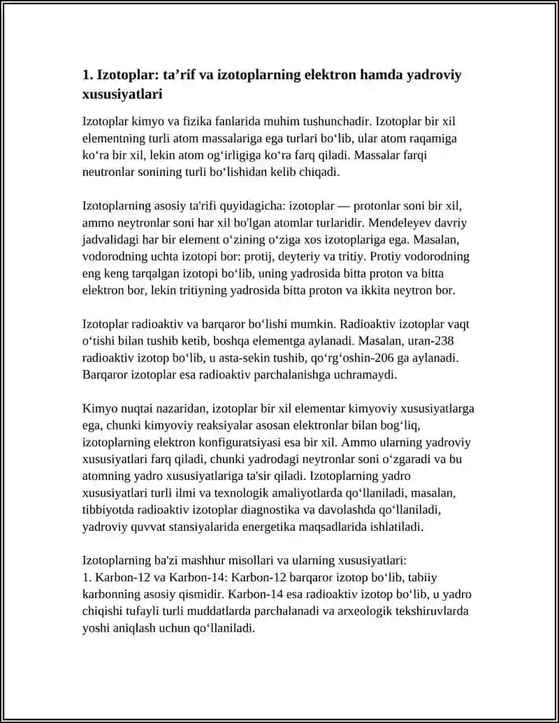 IZATOP VA IZOBARLAR. YADRO REAKSIYALARI. RADIOAKTIVLIK 3