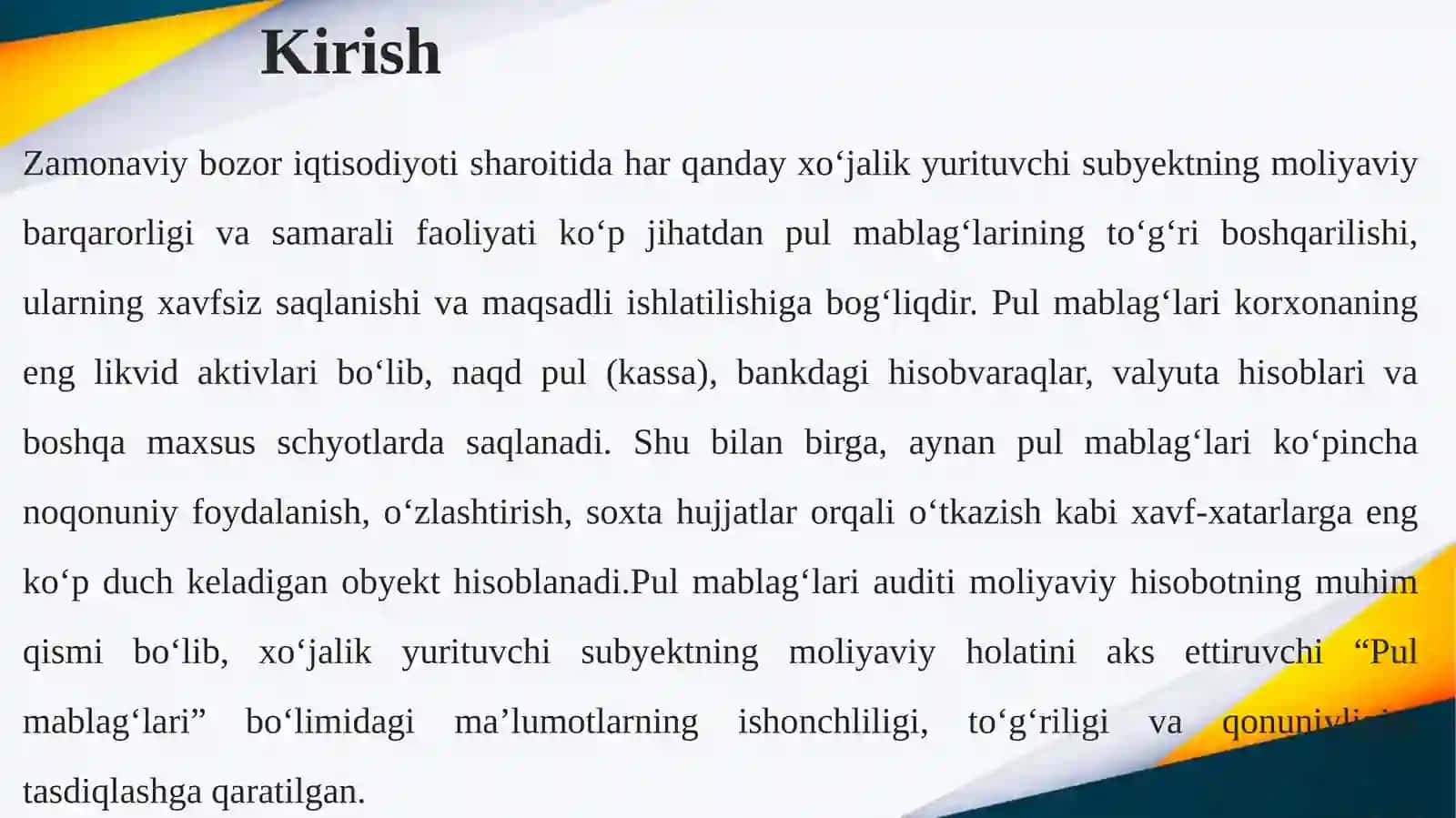 Pul mablag‘lari auditi. 3