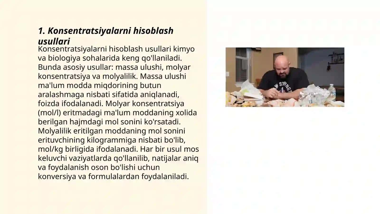 Konsentrlar bo‘yicha masalalar yechish ustida ishlash 3