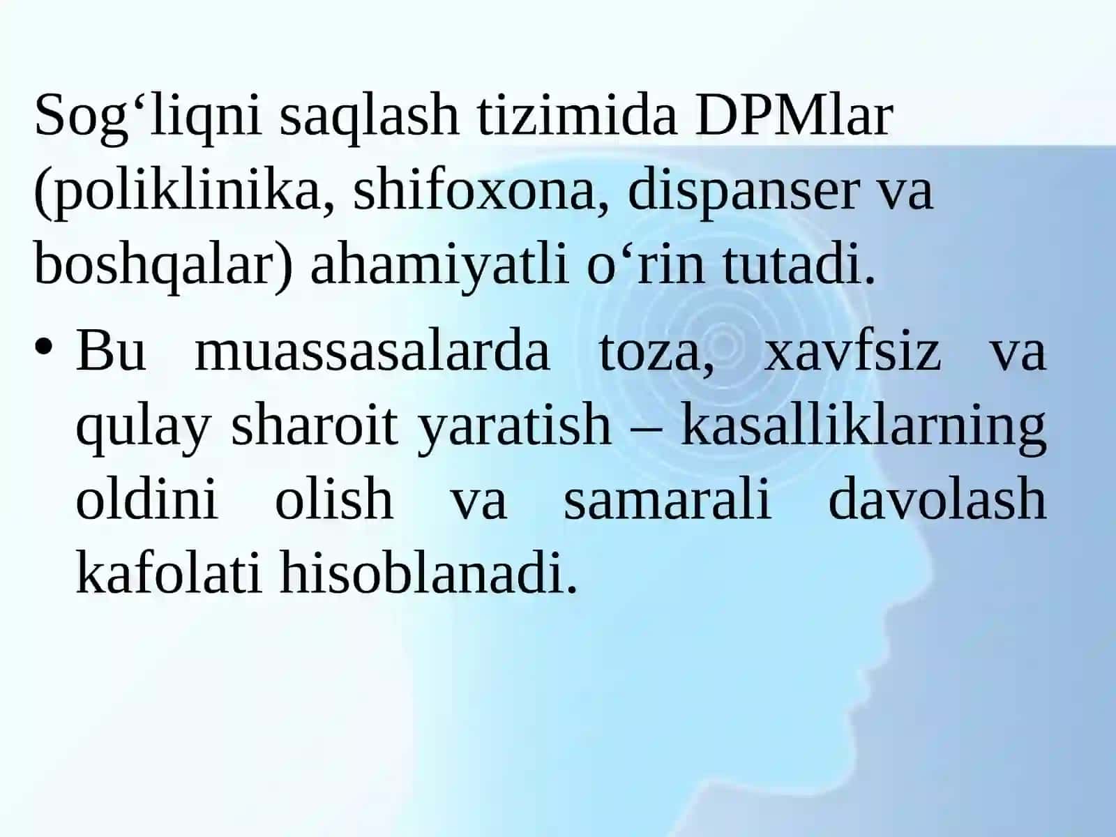 Loyiha materiallariboʻyichadavolash-profilaktika muassasalarini baholash 3