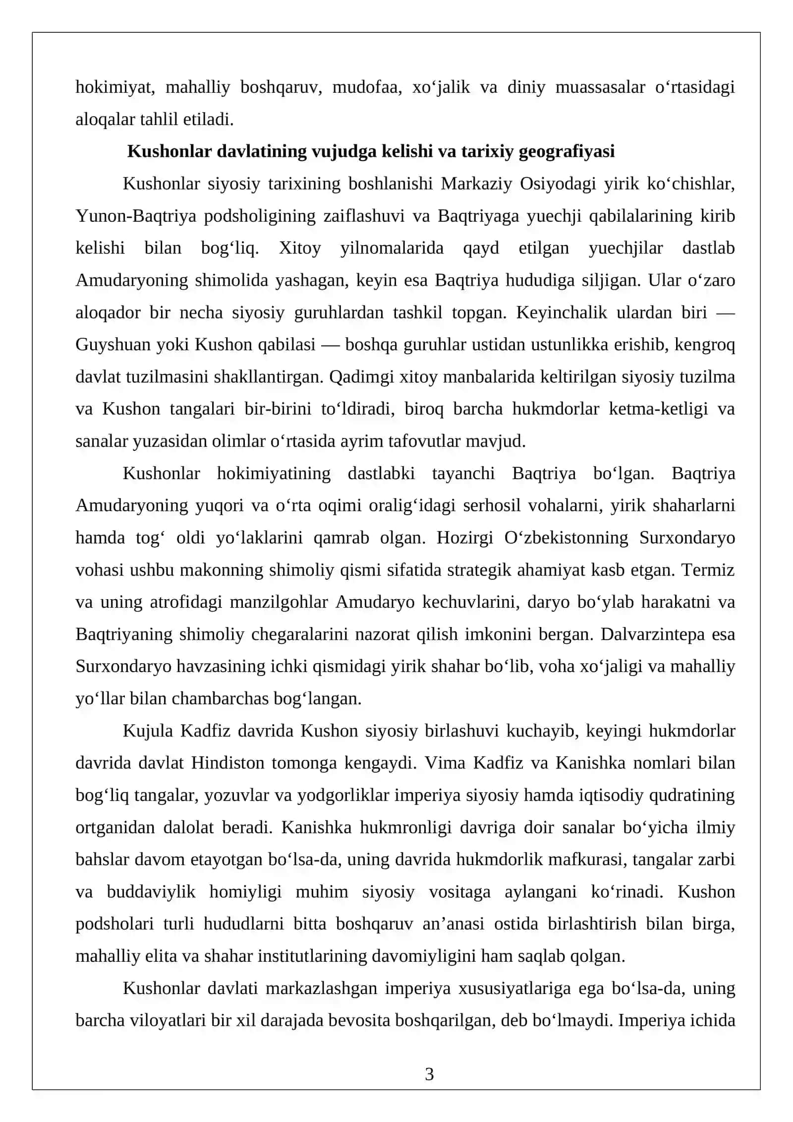 Kushonlar Davrida O‘zbekiston Hududidagi Shahrlar va Davlat Boshqaruvlari 3