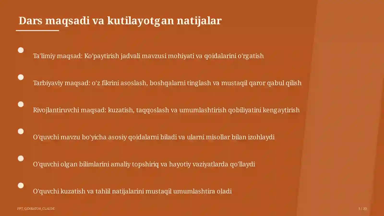 Ko'paytirish jadvali (2-sinf) 3