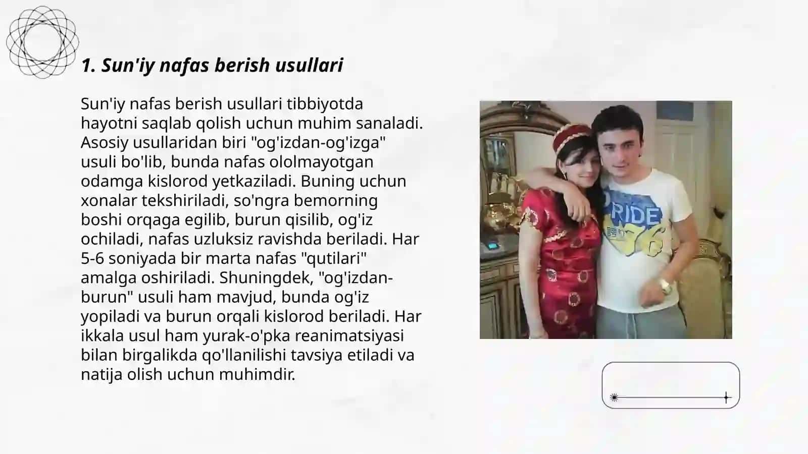 Sun'iy nafas berish va yurakni massaj qilish (birinchi yordam bering) usullarini òrganish 3