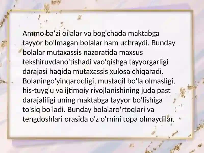 BOLALARNI MAKTABGA TAYYORLASH FANLARINI O‘QITISH MAZMUN MOHIYATI 3