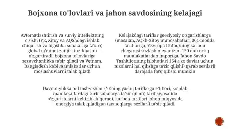 Tarif Rejalar va Oqibatlari 3