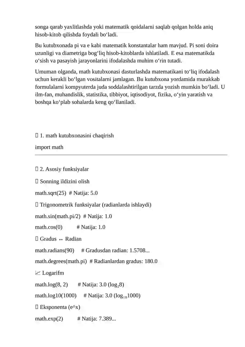 Python Dasturlash Matematik Funksiyalar 3