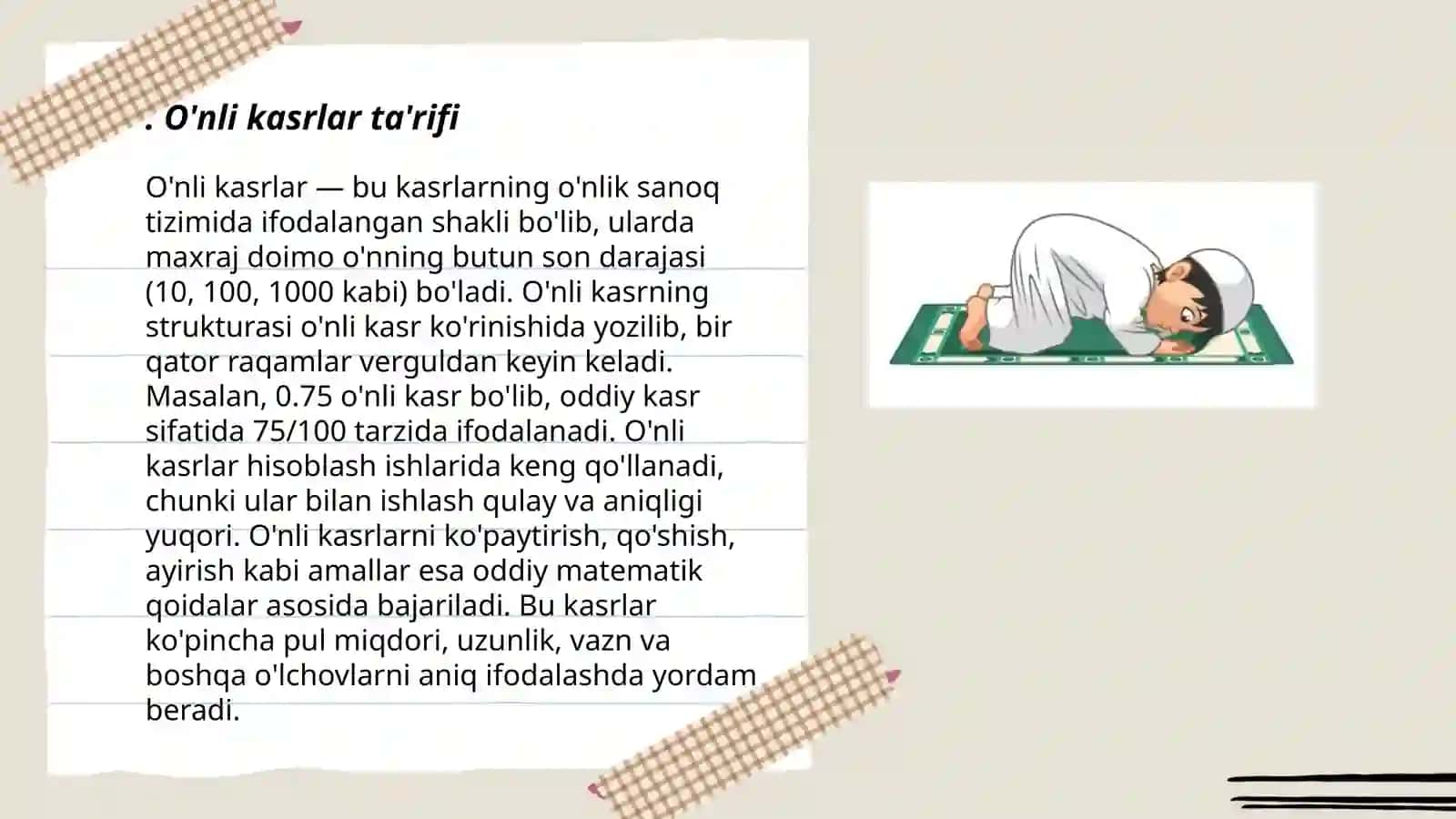 O'nli kasrlar 3