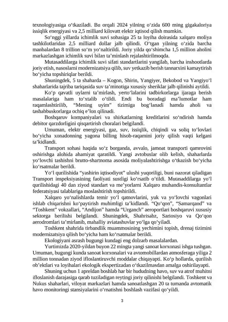 MAʼLUMOTLAR: Qurilish, transport va ekologiya sohalaridagi ishlar tahlil qilinib, muhim vazifalar belgilandi 3