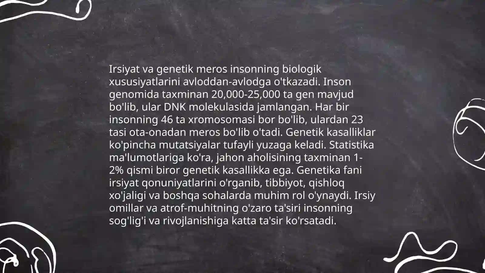 Irsiyat va irsiy kasaliklar.Nerv tizimining ahamiyati va gigeniyasi 3
