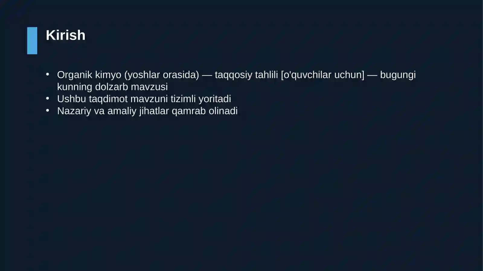 Organik kimyo (yoshlar orasida) — taqqosiy tahlili [o'quvchilar uchun] 3