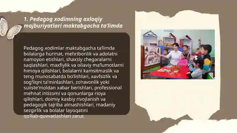 Pedagog xodimning axloqiy majburiyatlari maktabgacha ta'limda 3