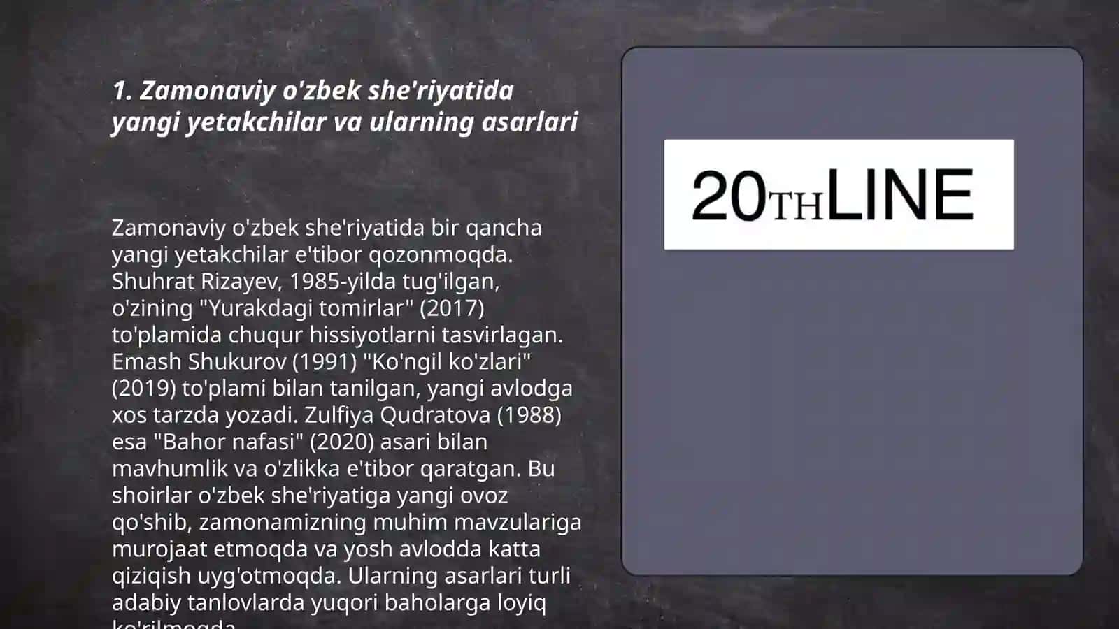 Zamonaviy o'zbek she'riyatida yangi yetakchilar va ularning asarlari 3