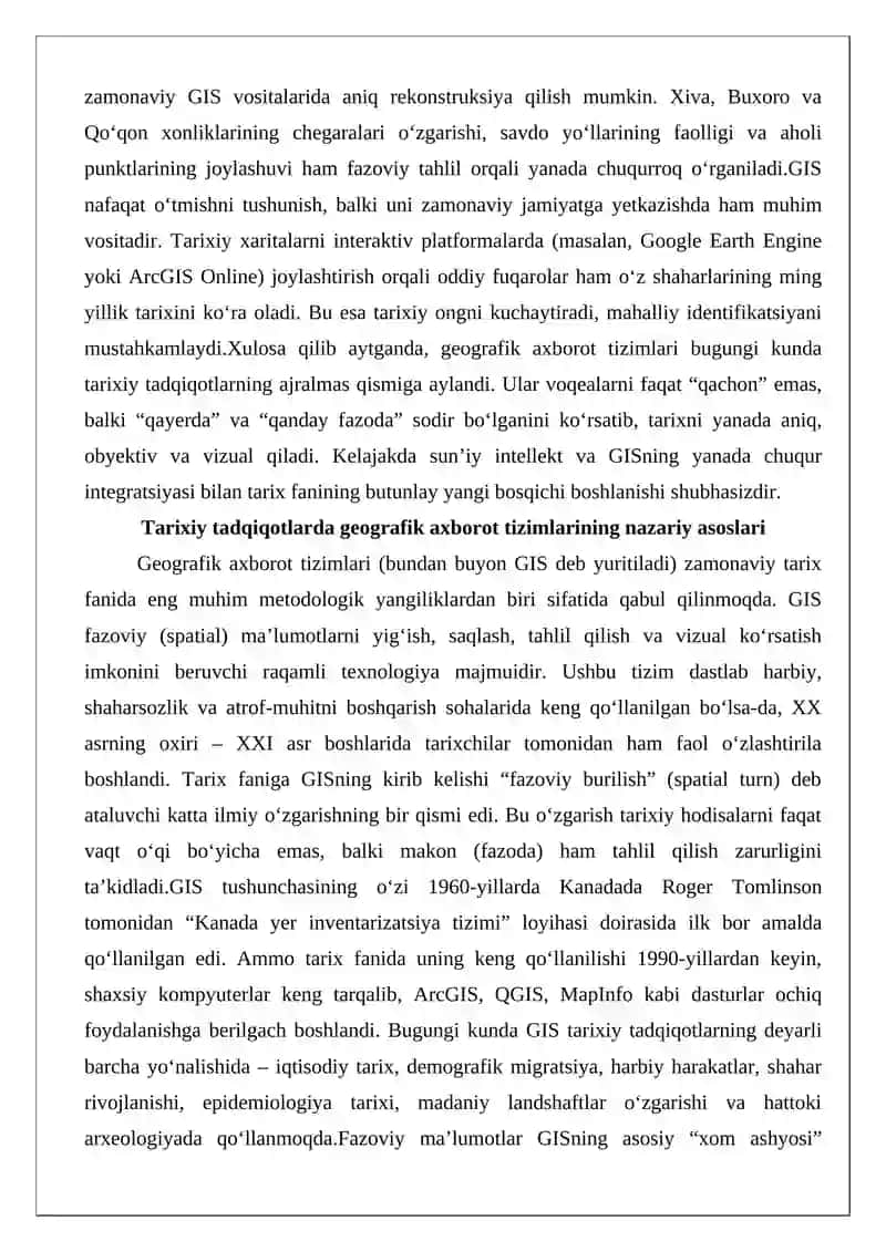 Tarixiy tadqiqotlarda geografik axborot tizimlarining o‘rnini 3