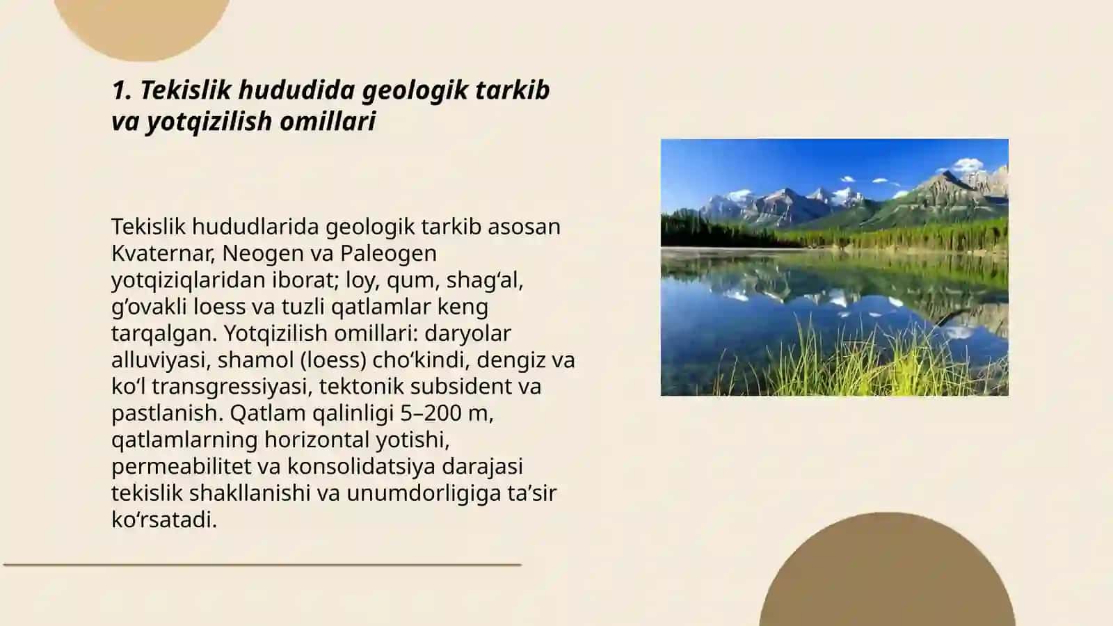 Tekislik hududida geologik tarkib va yotqizilish omillari 3