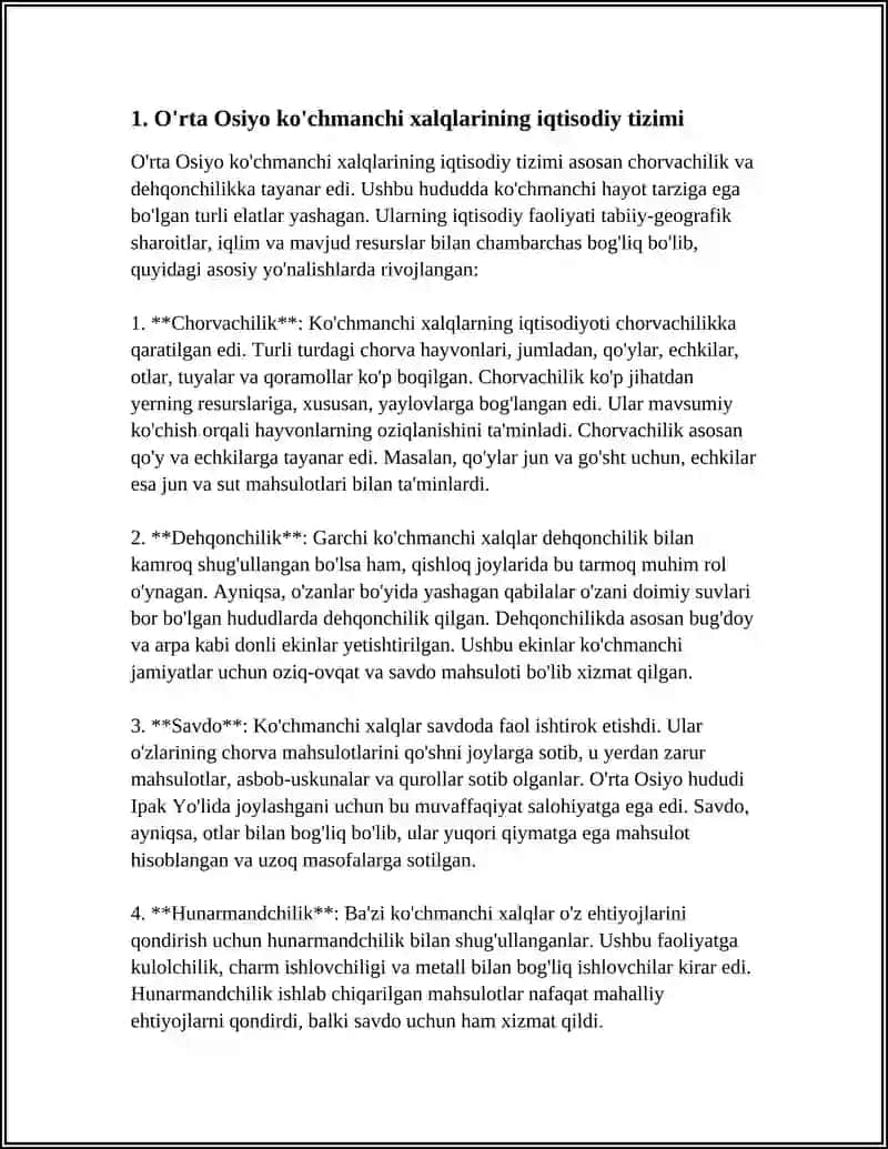 O‘RTA OSIYO KO’CHMANCHI XALQLARINING XO’JALIGI: AN’ANA VA O’ZGARISHLAR 3