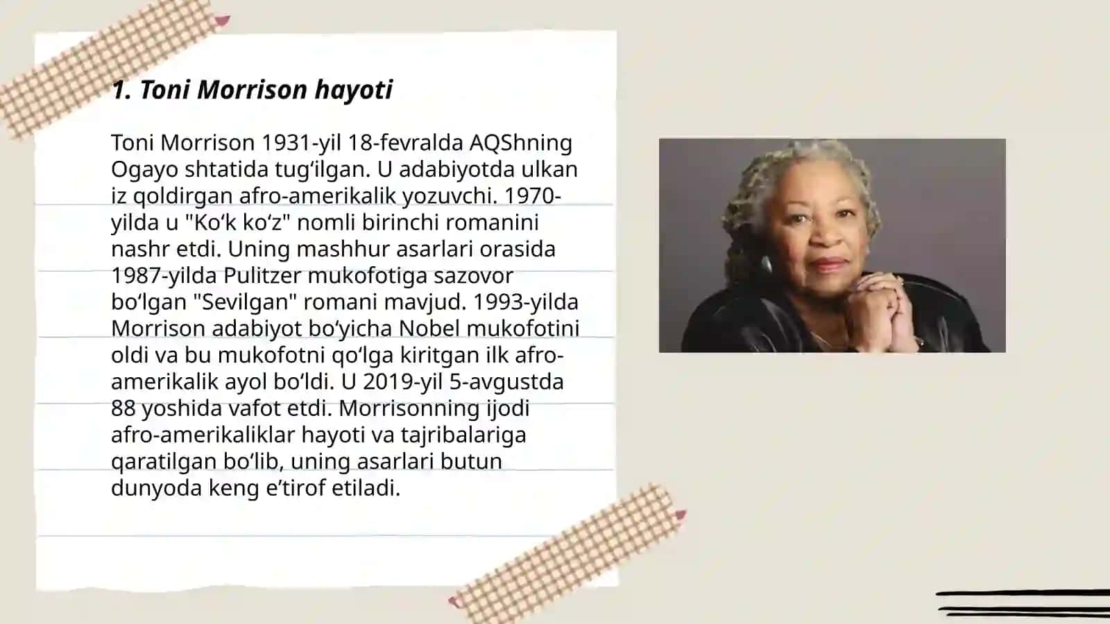 Toni Morrisonning ijodi 3