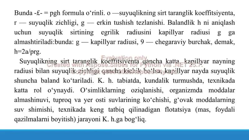 12.1. Kapillyar hodisalar. Taqdimot, 13 bet 3