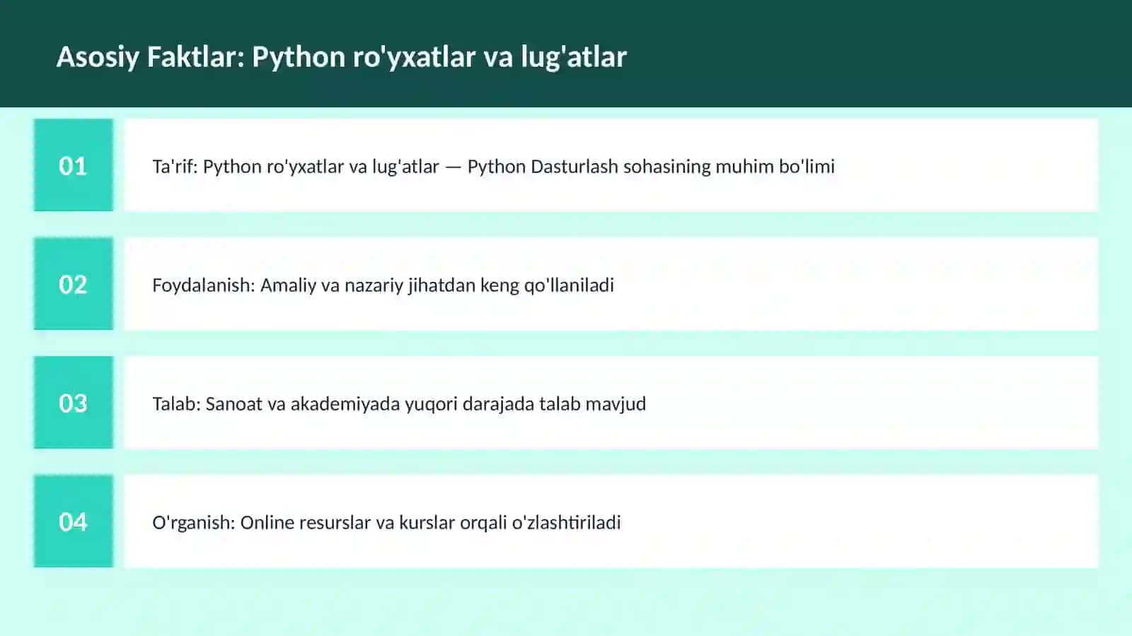 Python ro'yxatlar va lug'atlar 3