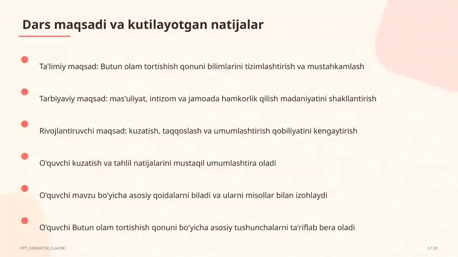 Butun olam tortishish qonuni (9-sinf) 3