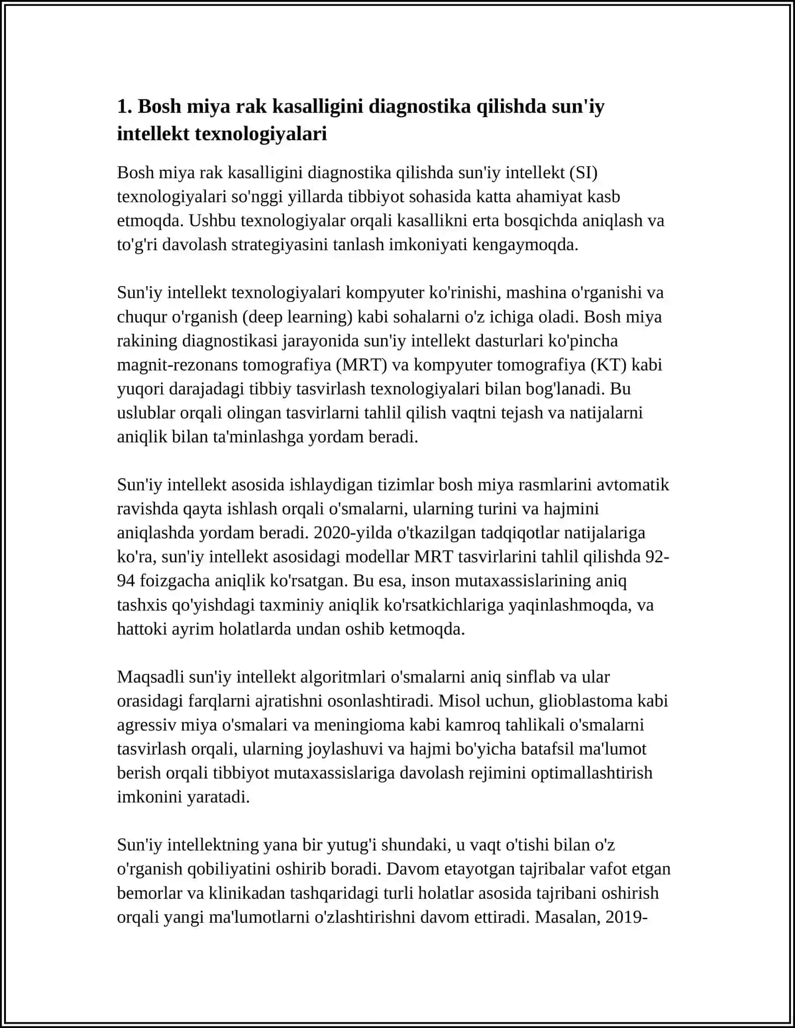 SUN’IY INTELLEKT DASTURIY VOSITALARI ASOSIDA BOSH MIYA RAK KASALLIGINI ANIQLASH DASTURINI ISHLAB CHIQISH 3
