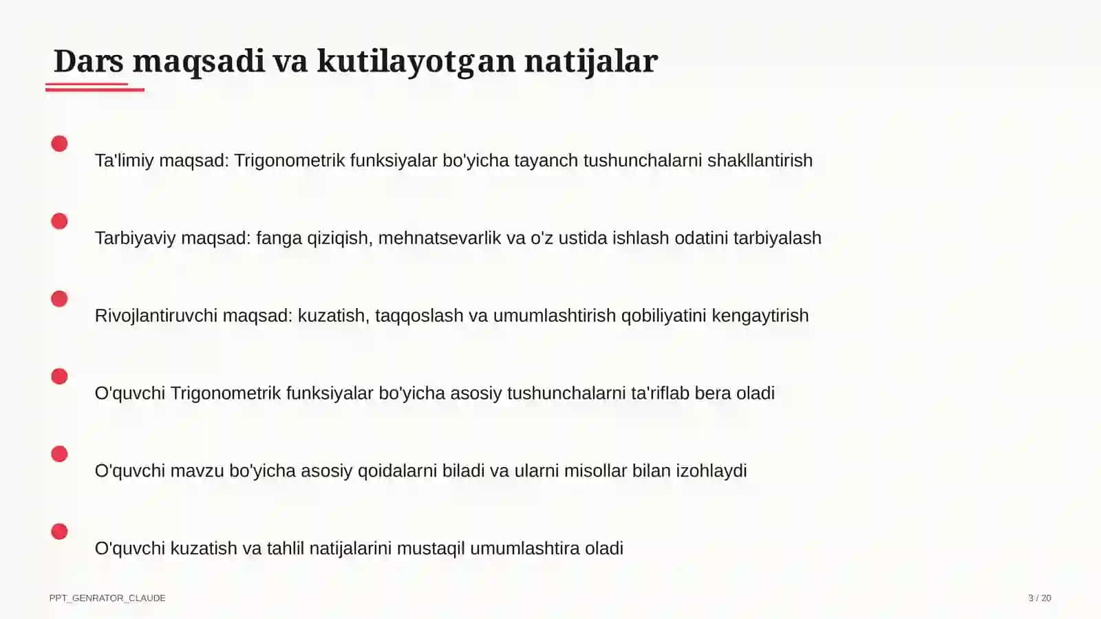 Trigonometrik funksiyalar (10-sinf) 3