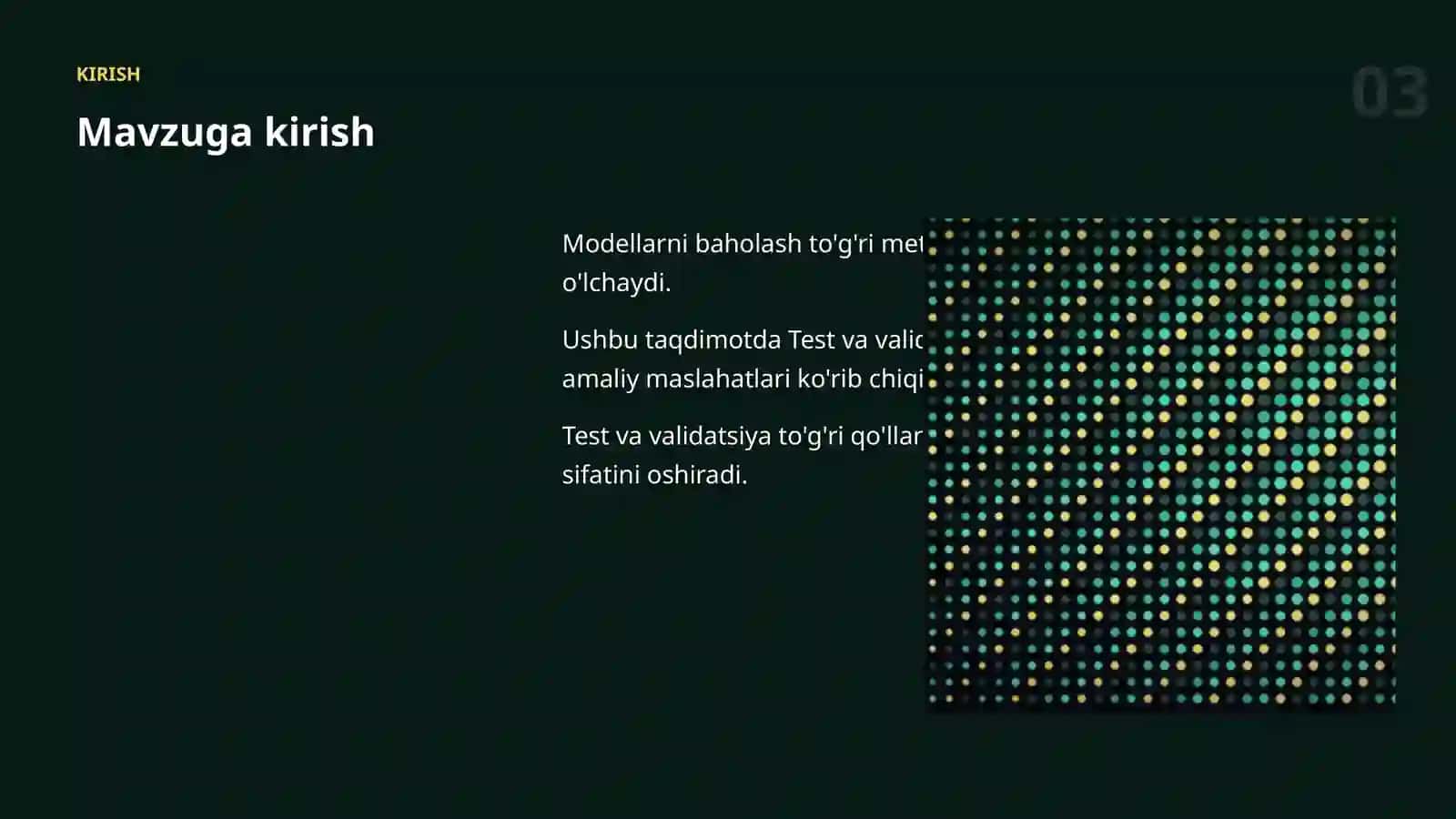 MODELLARNI BAHOLASH 3