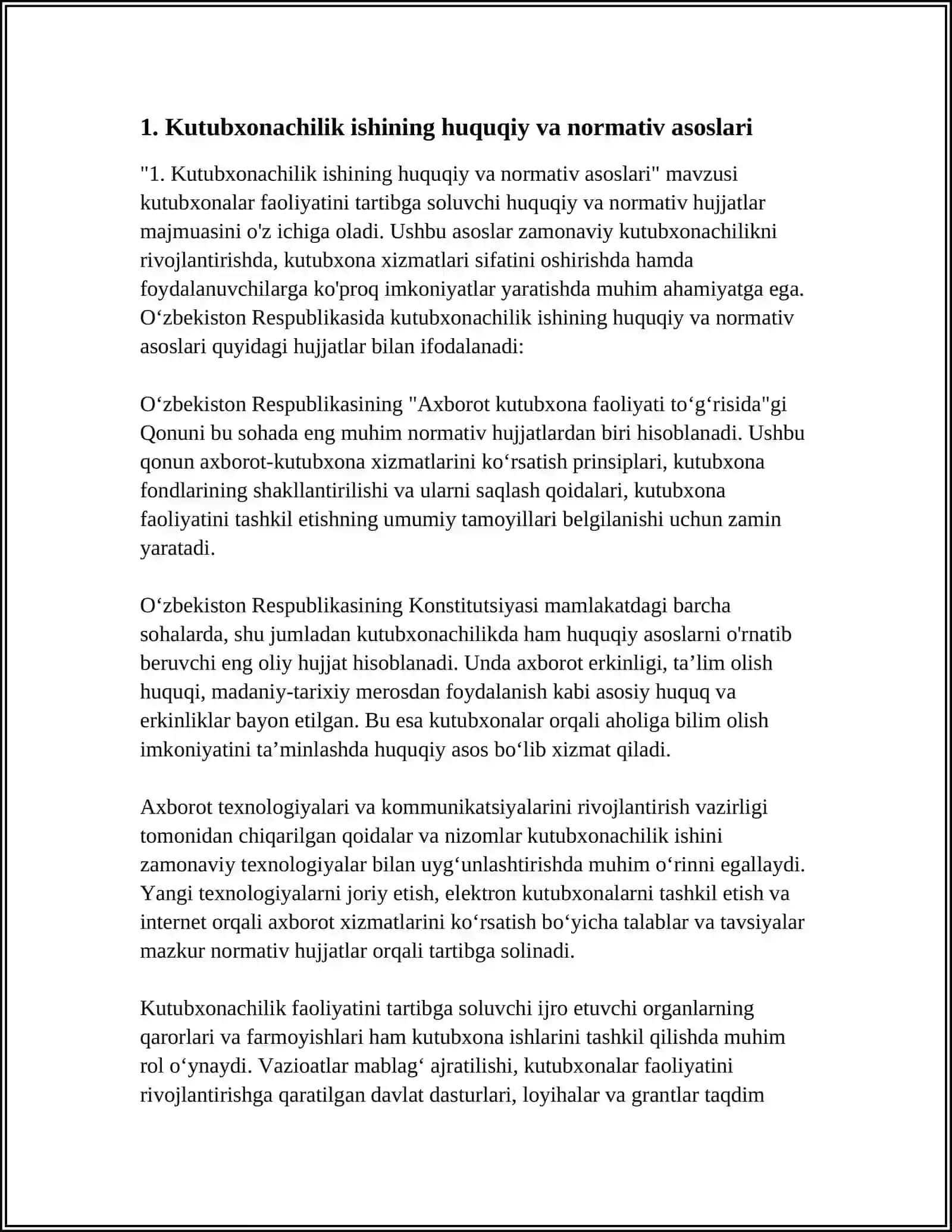 KUTUBXONACHILIK ISHINI TASHKIL ETISH VA FAOLIYAT KO'RSATISH ASOSIY PRINSIPLARI 3