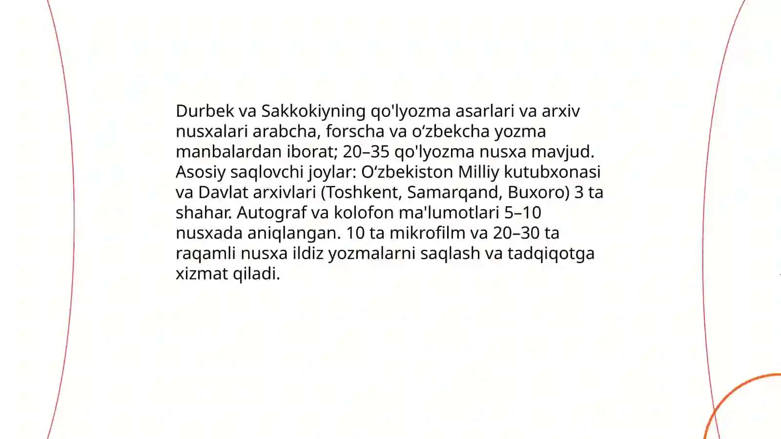 Durbek va Sakkokiyning qo'lyozma asarlari va arxiv nusxalari 3