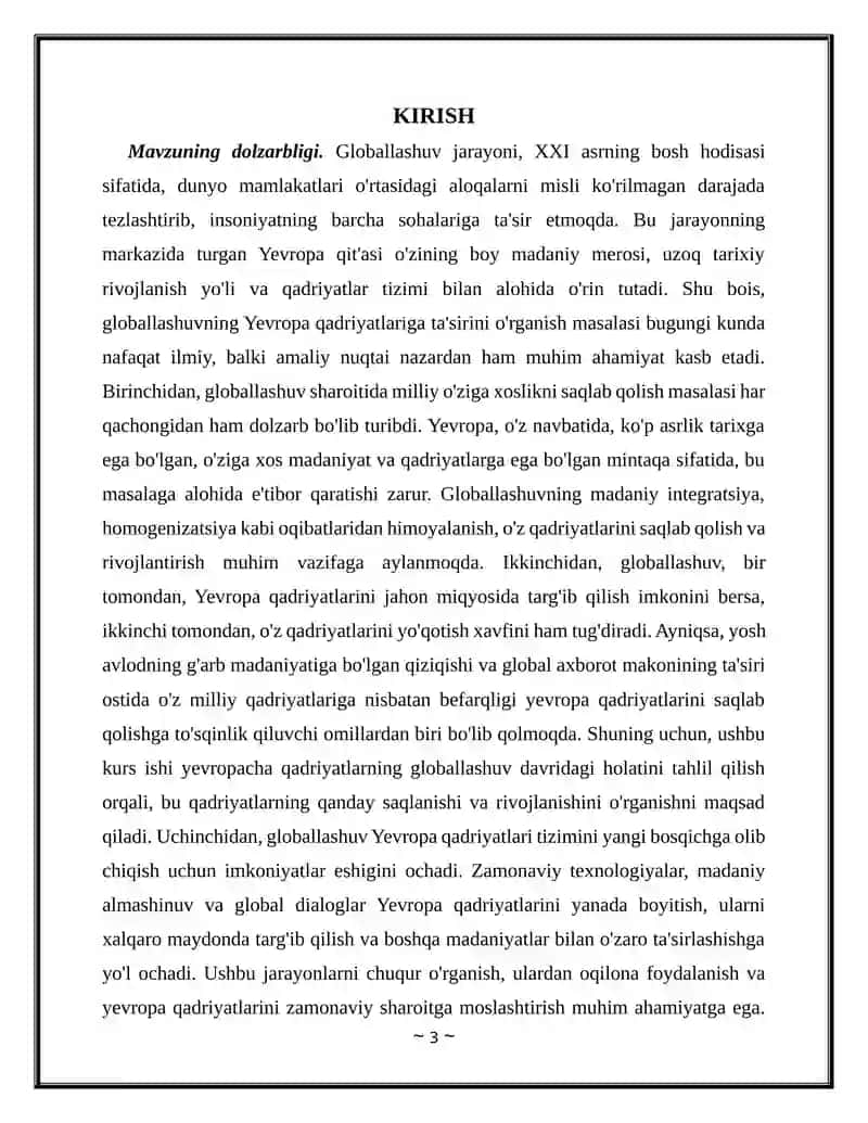 GLOBALLASHUV YEVROPA QADRIYATLAR TIZIMING YANGI BOSQICHI SIFATIDA 3
