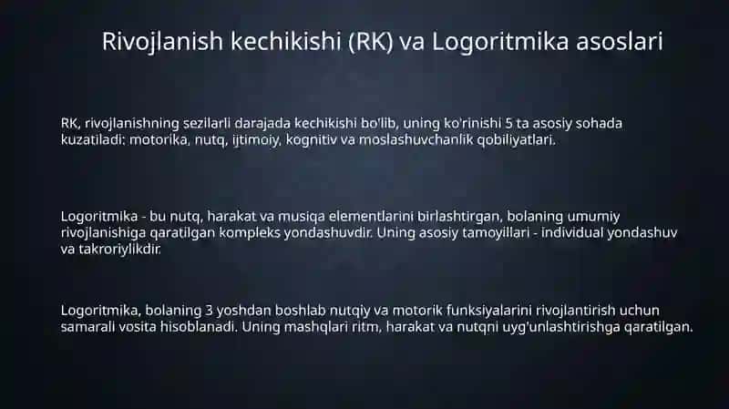 RRS (ruhiy rivojlanish ust-bolalar) bilanishlash: logoritmika ning moslashtirilishi 3