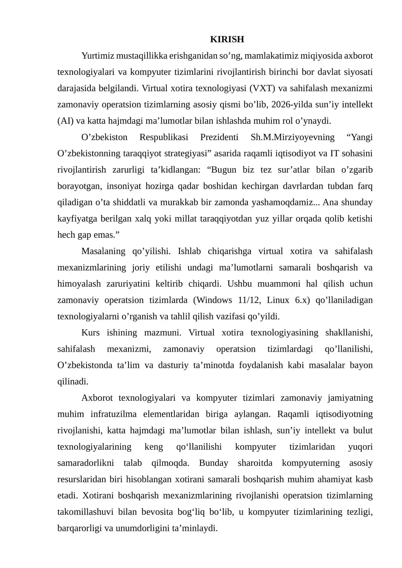 Virtual xotira texnologiyasi va sahifalash mexanizmi 3