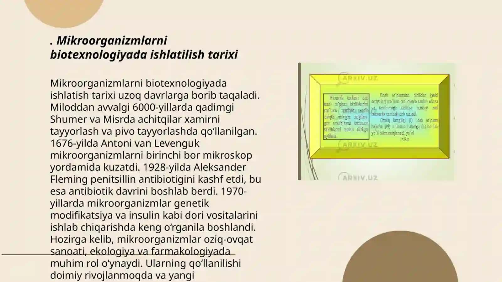 Mikroorganizmlarni biotexnologiyada ishlatilish tarixi 3