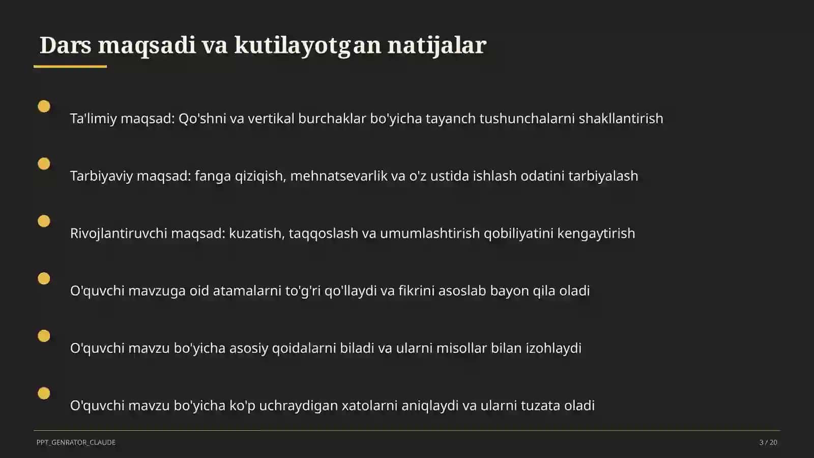Qo'shni va vertikal burchaklar (7-sinf) 3