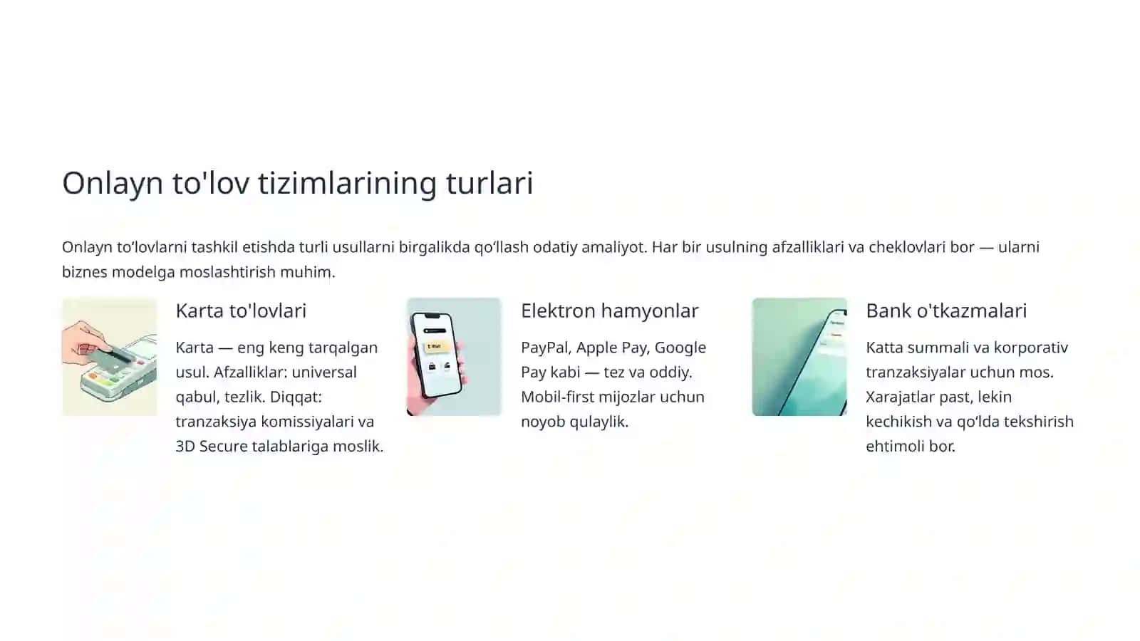 Internet muhitida toʻlovlarni tashkillashtirish: Asosiy tamoyillar va amaliyot 3