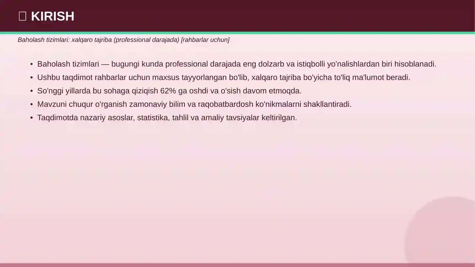 BAHOLASH TIZIMLARI 3