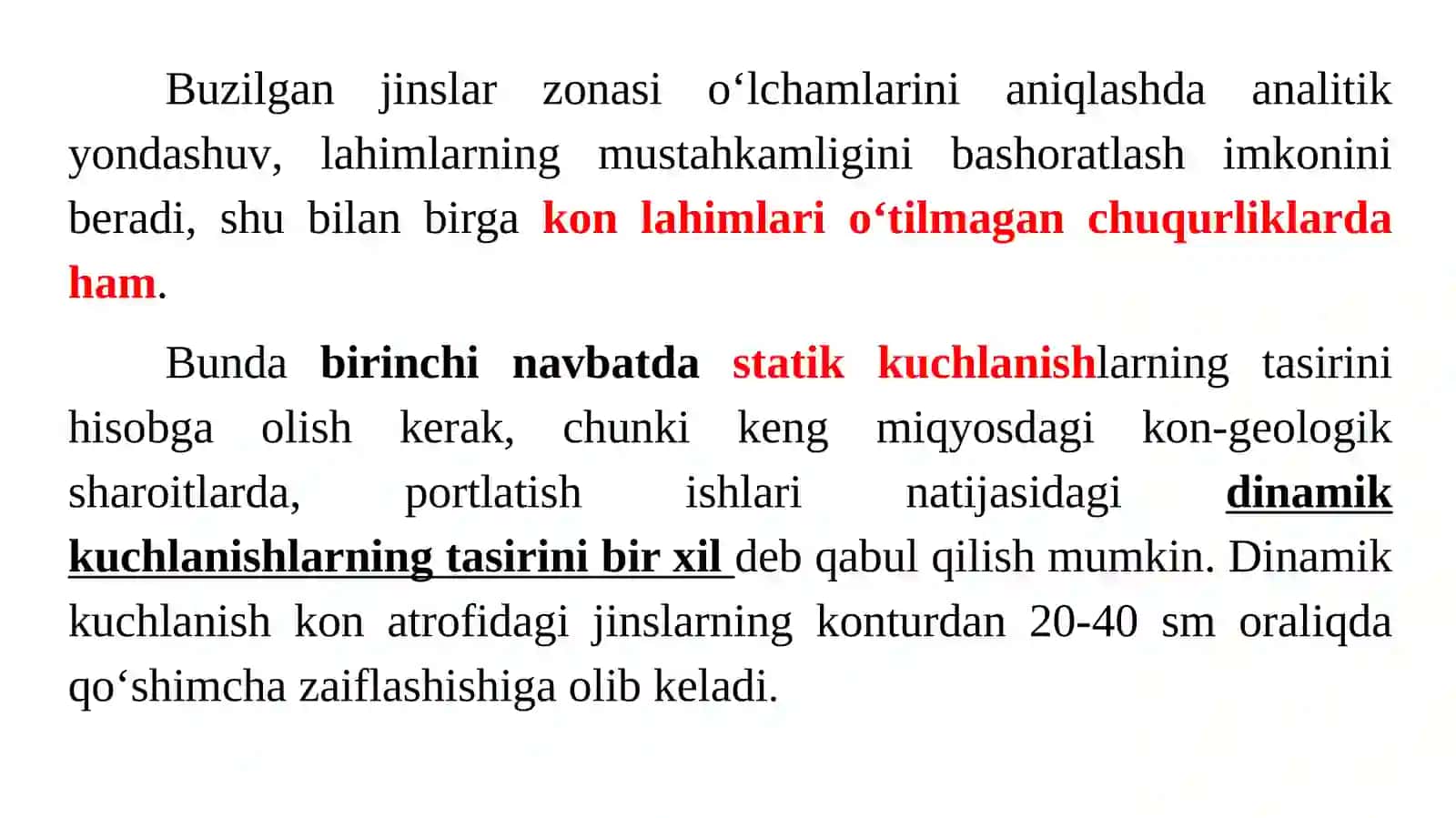 Ma’ruza-6.Lahimlaratrofidagi zaif tog‘ jinslarining buzilish zonasiparametrlarini aniqlash 3