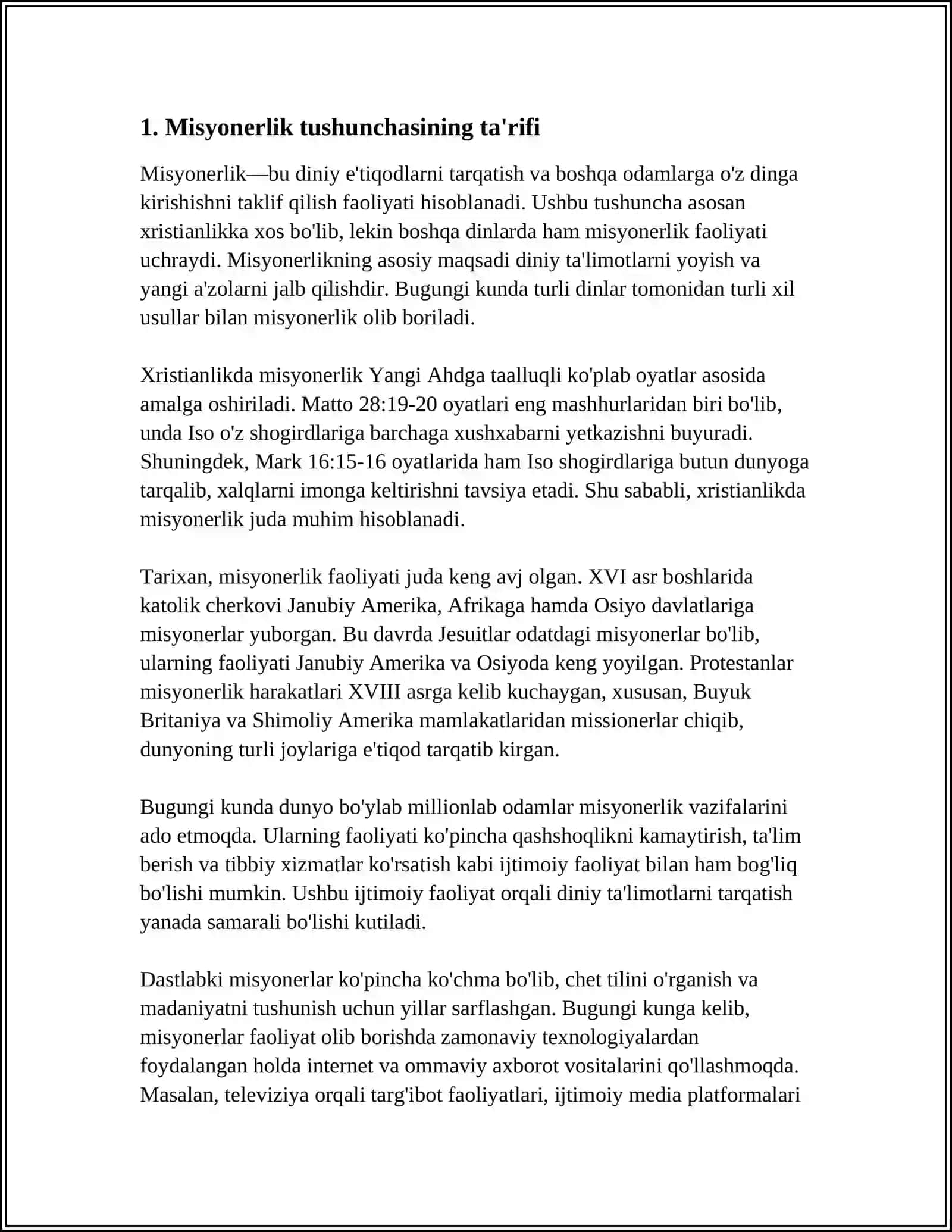 MISSIONERLIK VA PROZELITIZM TUSHUNCHALARINING MOHIYATI VA RIVOJLANISH BOSQICHLARI 3