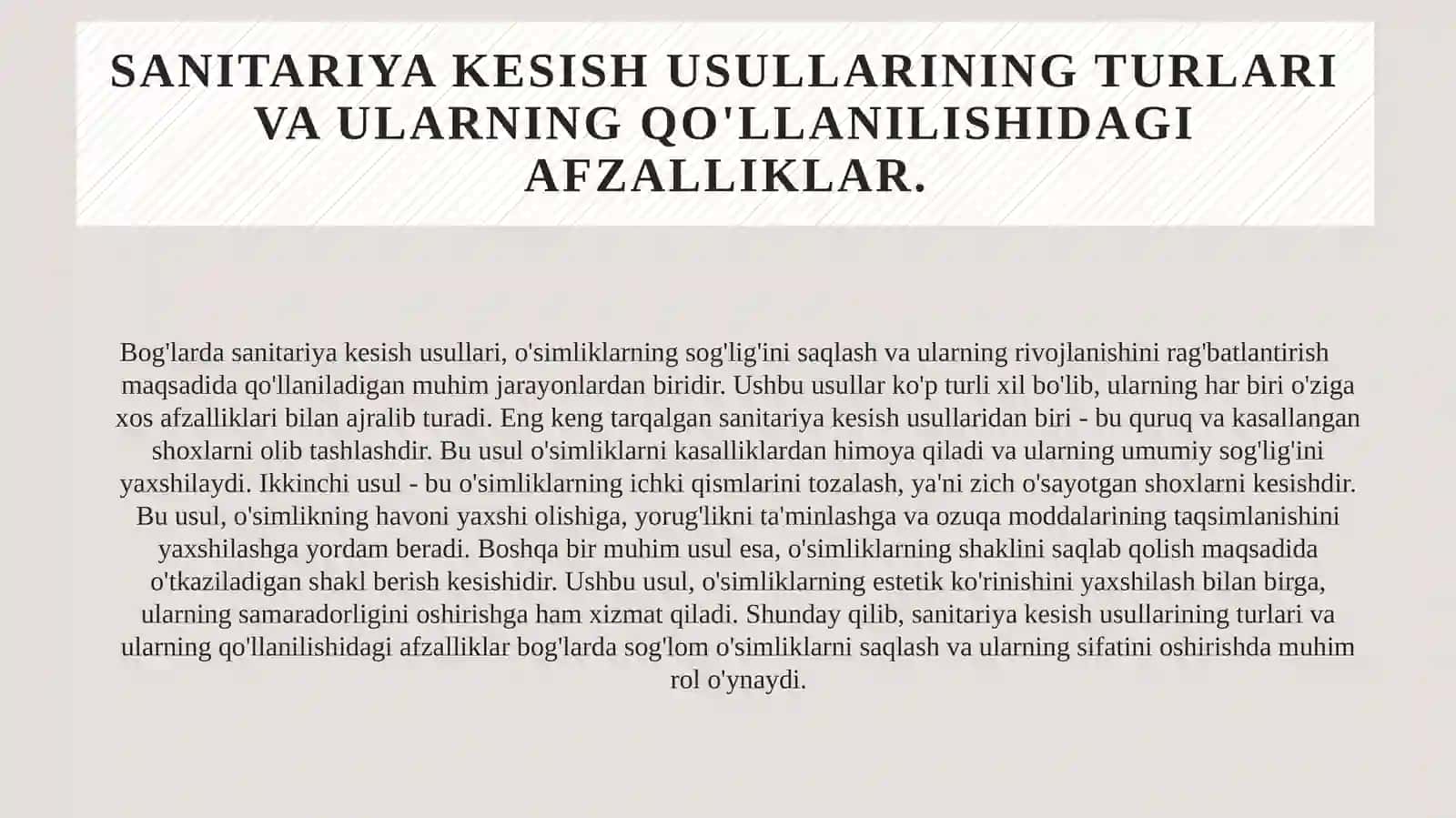 Bog'larda sanitar kesish usullari. 3