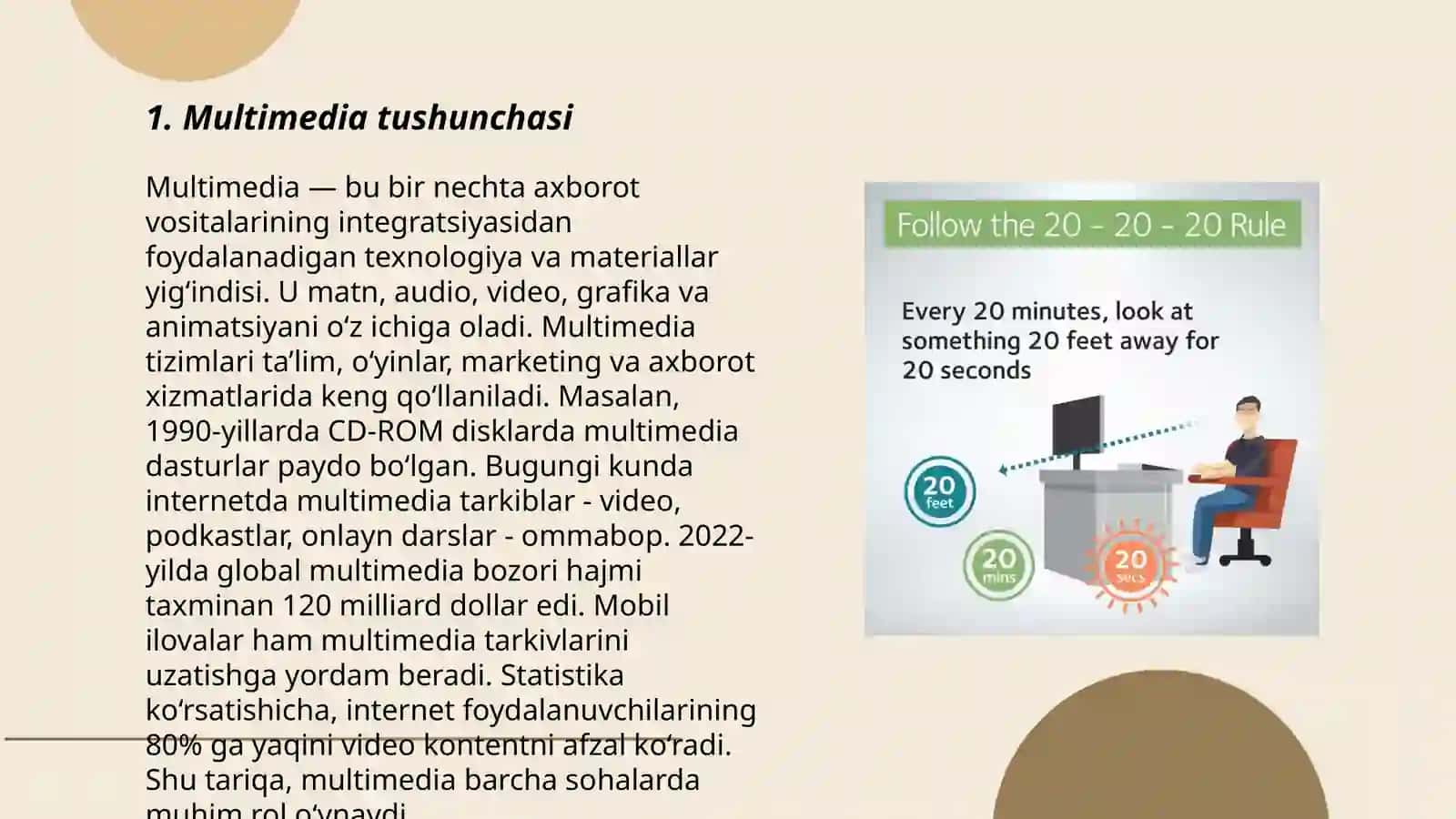 Multimediyaning asosiy tushunchalari.Audio va video axborotlar bilan ishlash asoslari 3