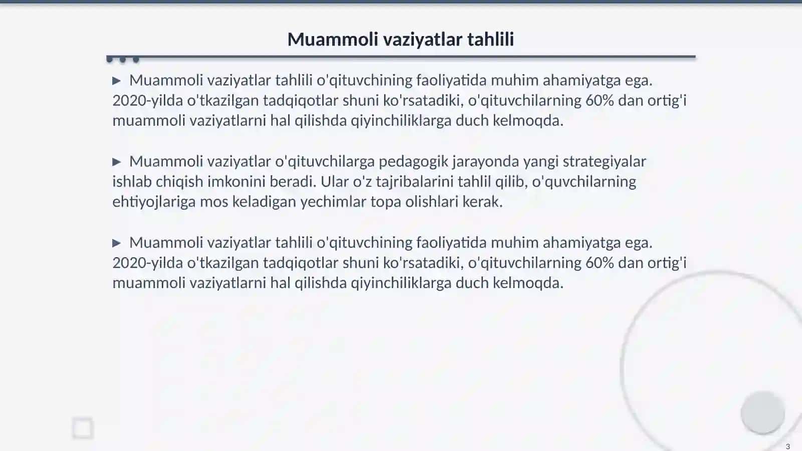 Muammoli vaziyatlarni hal qilish kompetensiyasi 3