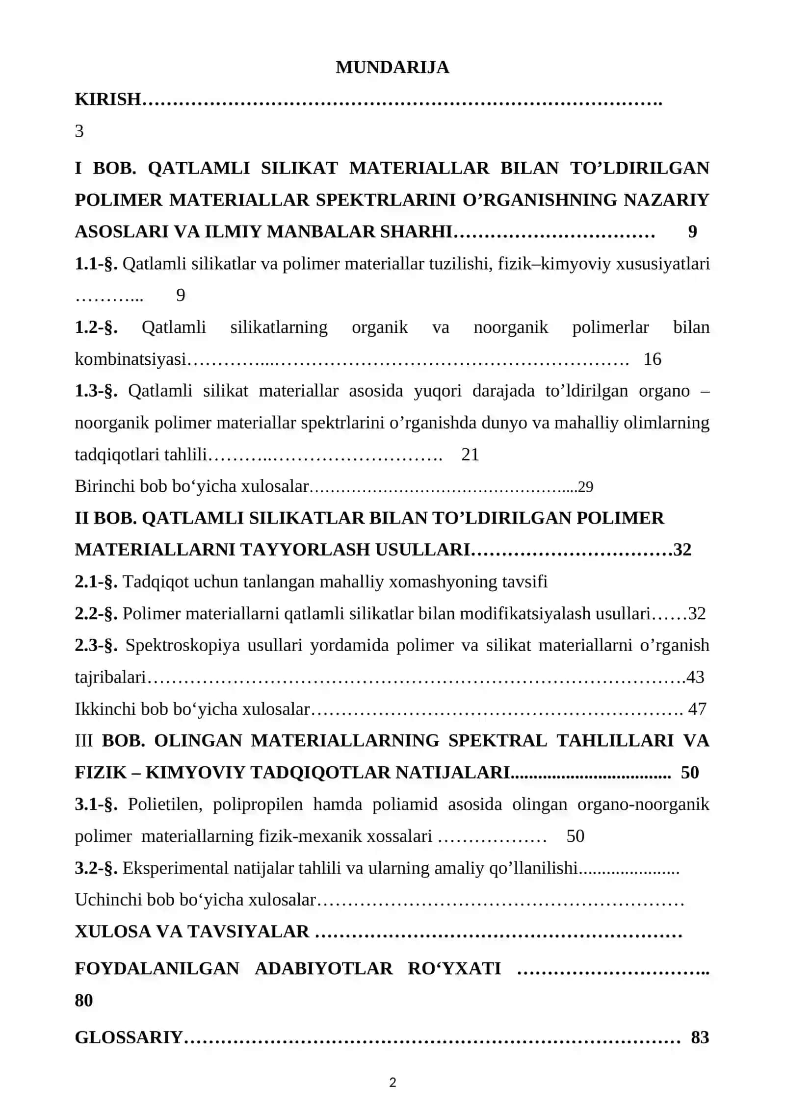 QATLAMLI SILIKATLAR BILAN TO’LDIRILGAN ORGANO – NOORGANIK POLIMER MATERIALLAR 3
